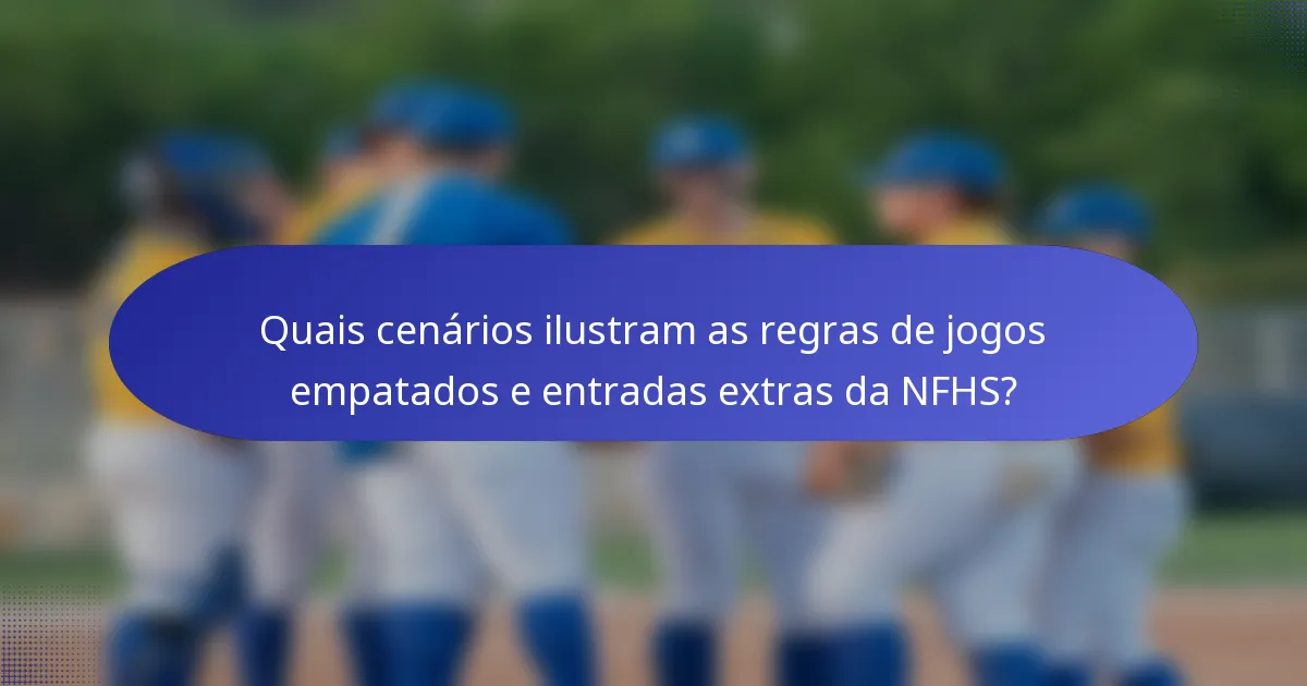 Quais cenários ilustram as regras de jogos empatados e entradas extras da NFHS?